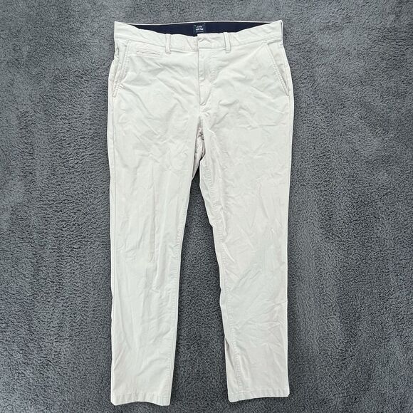 J. Crew Pants Mens 34x30 Tech Pant Athletic Tapered Leg Tan Stretch Tag 34x32 - Picture 1 of 7